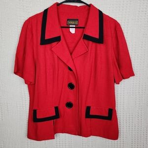 VINTAGE VIRGO II Red Short Sleeve Blazer Jacket 16